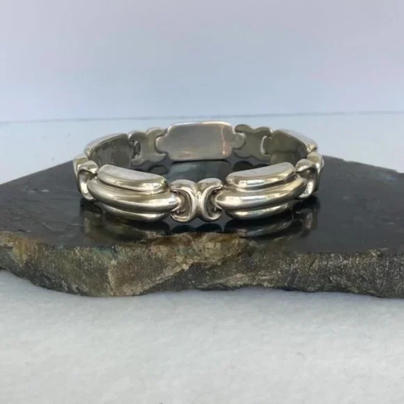 VTG Sterling Silver 925 Signed Bayanihan Modernist Panel Link Bracelet 7.25" 34g - Picture 16 of 16
